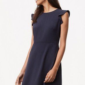 Ann Taylor LOFT Pinstripe Flutter Dress - 10